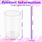 500 Pcs Neon Purple Acrylic Coffee Stirrers Set - Holder, Stir Straws for Milk, Cocktail Drinks - Home, Kitchen, Party Supplies