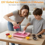 Rolled Ice Cream Maker Kit, At-Home Rolled Ice Cream Machine with Instant Freeze Tray & 2 Scrapers, DIY Rolled Ice Cream Tray for Kids & Adults, Stainless Steel Frozen Dessert Maker (White)