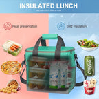 Iknoe Large Cooler Bag Collapsible 24 Can, Insulated Bags Leakproof Lunch Cooler Tote with Multi-Pockets for Adult, Insulated Lunch Box for Beach, Picnic,Work(Mint Green)