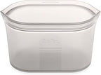 Zip Top Reusable Food Storage Bags | Medium Dish [Gray] | Silicone Meal Prep Container | Microwave, Dishwasher and Freezer Safe | Made in the USA