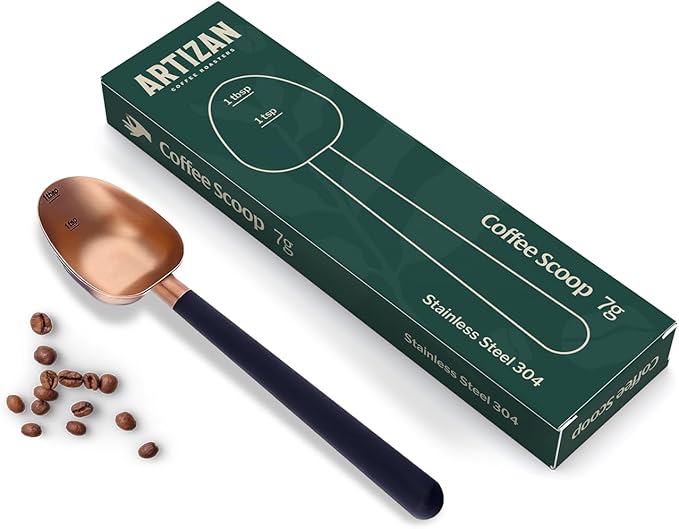 Artizan Coffee 1 Tbsp Coffee Measuring Scoop, Stainless Steel Copper Scoop for Ground Coffee, Beans, Tea & More - 7g, 17 cm Long Handle