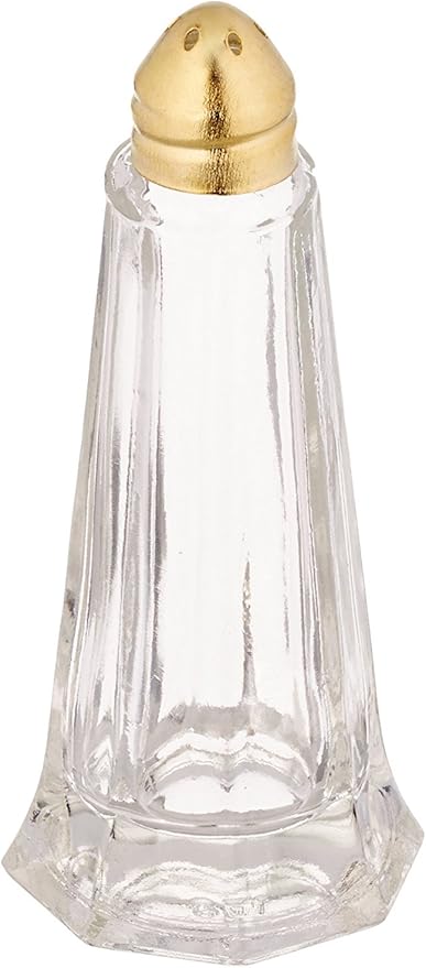 New Star Foodservice 22438 Glass Tower Salt and Pepper Shaker with Gold Plated Top, 1-Ounce, Set of 12