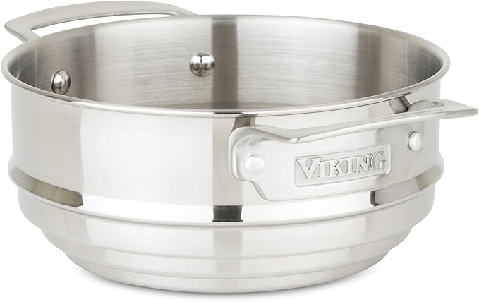 Viking Steamer Insert and Colander, Stainless Steel Pot Strainer, Fits 2-4 Quart Sauce Pan and 6.25-8 Inch Sauce Pans and Casseroles, Dishwasher and Oven Safe, Silver