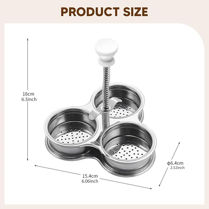 Stainless Steel Egg Poacher,Breakfast Cooking Steamer,High Efficiency Kitchen Tool,Nonstick 3 Poached Eggs Cooker for Breakfast Cooking