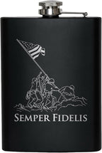 Stainless Steel Hip Flask for Liquor – Matte Black, Great Gift Idea for Marines | USMC 8oz Flask Black