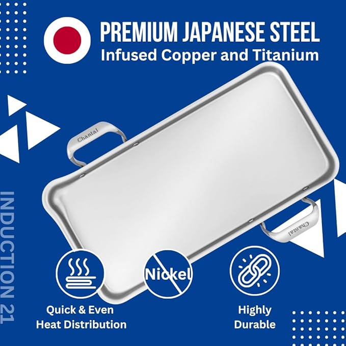 Chantal Stainless Steel Griddle, 19" x 9.5" (Brushed Stainless Steel)