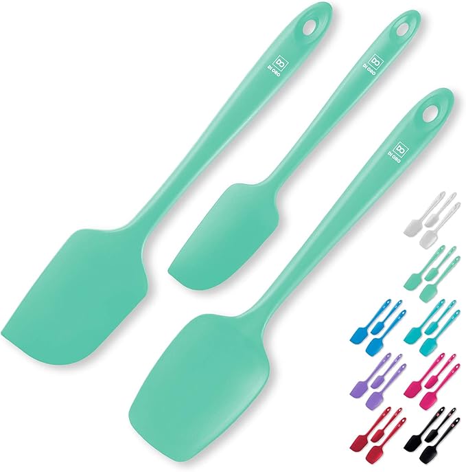 DI ORO Silicone Spatula Set - Rubber Kitchen Spatulas for Baking, Cooking, & Mixing - 600°F Heat-Resistant & BPA Free Silicone Scraper Spatulas for Nonstick Cookware - Dishwasher Safe (3pc, Mint)