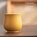 4-Oz Ceramic Espresso Cups Set - Multi-Color, Handle-Free Design for Home & Cafe | Dishwasher-Safe Stoneware Cups (yellow, 2)