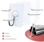 DDMY Hooks for Hanging, 50 Pack Wall Hooks 50lb(Max) Transparent Reusable Waterproof Adhesive Hook for Kitchen Curtain, Towel Hook for Bathrooms, Heavy Duty Self Coat Hook for Walls No Damage