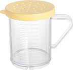 Restaurantware-RW Base 10 Ounce Clear Plastic Dredge Spice Shaker, 1 Reusable Dry Rub Shaker - Includes Yellow Perforated Lid, With Handle, Clear Polycarbonate Spice Holder, For Coarse Seasonings