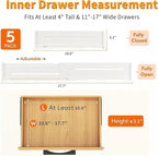 5 Pack Drawer Dividers 3.1" Slim Height Drawer Separators, Non-Slip Plastic Drawer Organizers Expandable 10.6"-17.7" for Shallow Drawers,Kitchen & Clothes Storage, Adjustable Office Drawer Divider