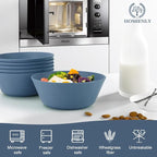 Homienly Wheat Straw Bowls - 36 Oz Soup Bowl Set 6 Unbreakable Dinnerware, Microwave and Dishwasher Safe Bowls, Alternative to Plastic Bowl Reusable, Bowls for Kitchen, Soup, Dinner, Pho(Navy Blue)