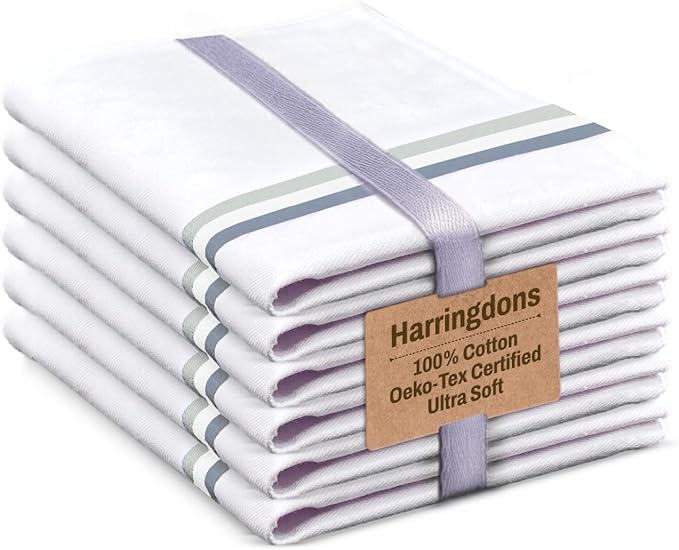 Premium Kitchen Towel (28”x20”, 6 Pack) 100% Cotton Dish Towels Cloths Large Hand Towels Tea Towels for Kitchen with Hanging Loop, Reusable Cleaning Cloths, Fast Dry Lint Free Linen | Gray Shades