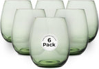 Restaurantware-Vetri 15 Ounce Wine Glasses, 6 Dishwashable Stemless Wine Glasses - No Lead, Durable, Green Glass Stemware, For Home, Bar, Or Restaurant, Serve Merlot, Chardonnay, Or Bordeaux