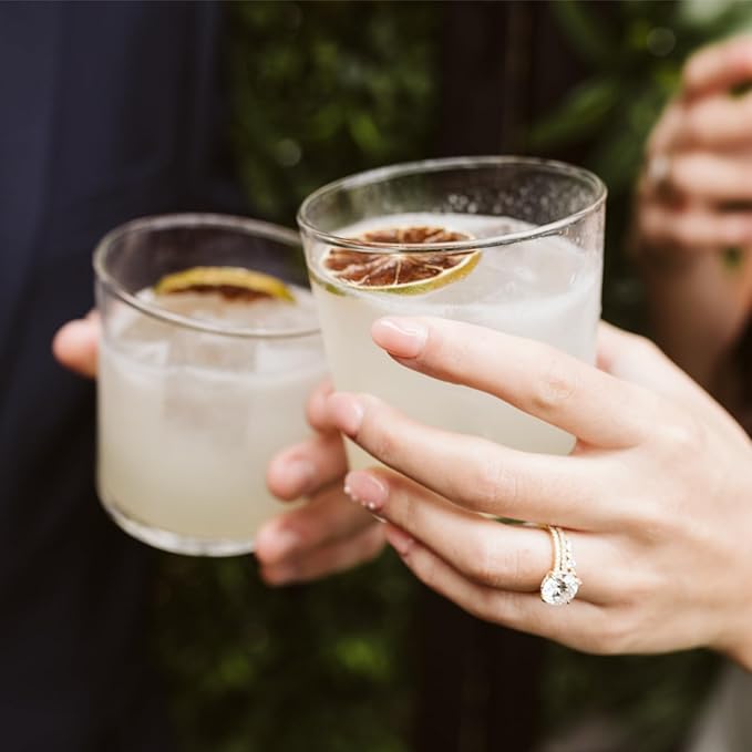 9 Pack Plastic Drinking Glasses, 12 Oz Unbreakable Acrylic Water Tumblers, Reusable Shatter-Proof Clear Glasses, Whiskey Drinkware Cups Set for Party Kitchen, Iced Water Tea Coffee