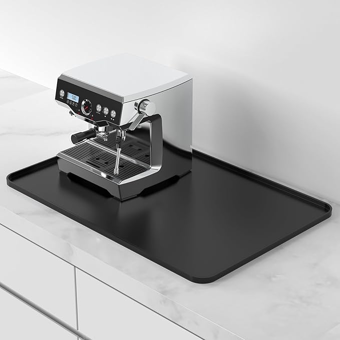 Silicone Coffee Mat,24×16" Waterproof Heat Resistant Bar Mat for Espresso Machine Station Accessories,Non Slip Dish Drying Mat for Kitchen Counter,Home Decor Essentials,Fit Under Coffee Maker