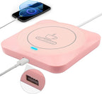 USB Coffee Mug Warmer: Candle Wax Warmer Smart Electric Cup Warmer Charge for Phone Home Desk Office Use Beverage Heating Plate with Gravity Switch for Hot Cocoa Milk Tea Water Pink