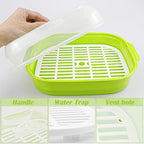 DOERDO Microwave Steamer with Lid, Plastic Vegetable Steamer for Cooking Vegetables and Seafood, 10.4x8.1 Inch, Green