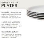 Made In Cookware - Set of 4 - Bread and Butter Plates - White With Black Rim - Porcelain - Crafted in England