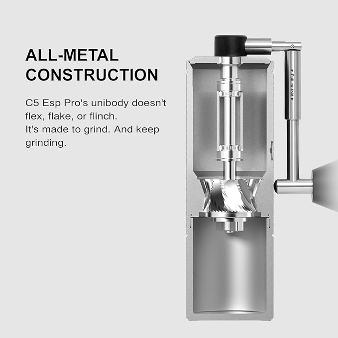 TIMEMORE C5 ESP Pro Manual Coffee Grinder with S2C-042-III Conical Burr, 0.015mm Precision Adjustment, All-Metal Portable Hand Coffee Mill for Espresso/French Press/Pour Over - Black