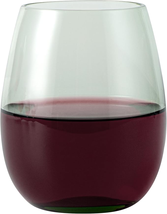 Restaurantware-Vetri 15 Ounce Wine Glasses, 6 Dishwashable Stemless Wine Glasses - No Lead, Durable, Green Glass Stemware, For Home, Bar, Or Restaurant, Serve Merlot, Chardonnay, Or Bordeaux