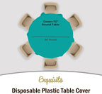 12-Pack Premium Plastic Tablecloth 84in. Round Table Cover - Teal