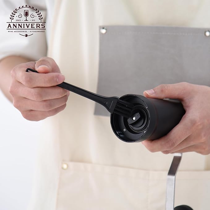 Manual Coffee Grinder Hand Coffee Bean Grinder Burr Grinder, Adjustable Coarseness Ceramic Burr Glass Jar Stainless Steel Crank Brush, for Espresso French Press Drip, Moulin à Café Manuel