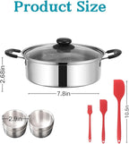 Egg Poacher Pan - 4 Poached Egg Cups, Poached Egg Cooker, Stainless Steel Egg Poaching Pan with Silicone Spatula