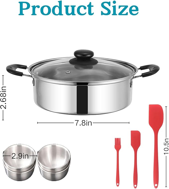 Egg Poacher Pan - 4 Poached Egg Cups, Poached Egg Cooker, Stainless Steel Egg Poaching Pan with Silicone Spatula