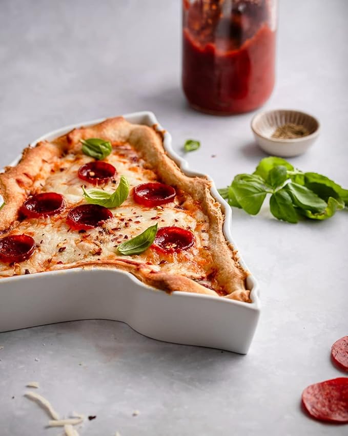 New York Shaped Baking Dish, Serving Platter or Decorative Tray Charming Porcelain Bakeware Oven Microwave and Dishwasher Safe