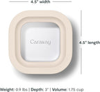 Caraway Mini Square Food Storage Container - 1.75 Cup Glass Storage Container for Food - Non-Toxic Ceramic-Coated Glass - Air Release Technology - Compact & Stackable Design - Cream
