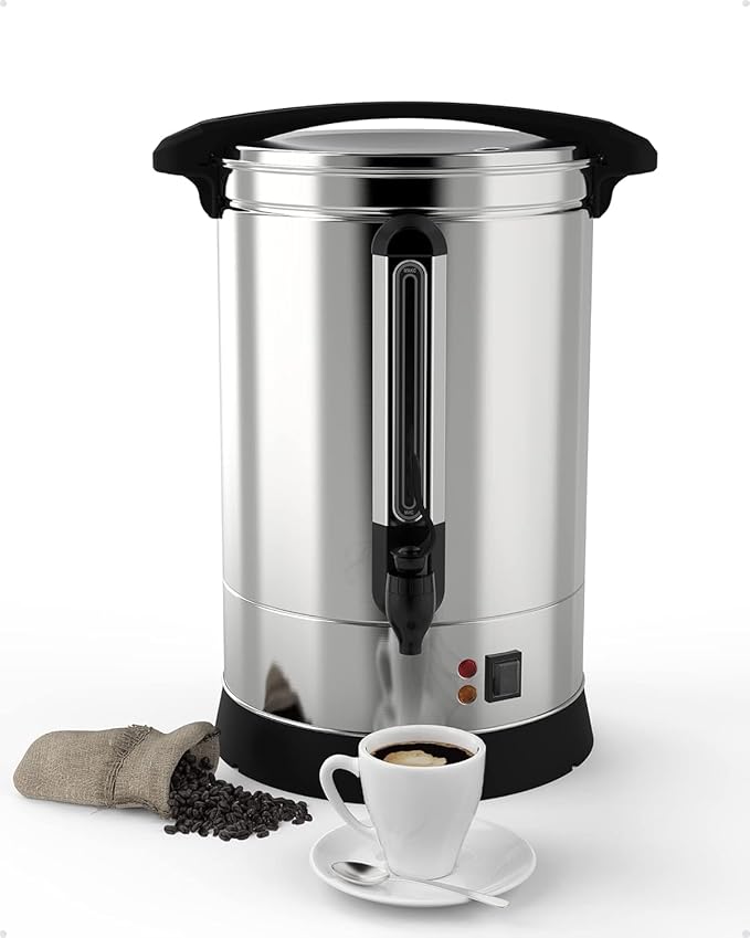 18L 4.8Gal Large Capacity Stainless Steel Electric Coffee Percolator,Hot Cafe Dispenser with Auto Keep-Warm and Fast Brew,for Party Buffet Catering