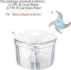 Chopper Blade & Glass Bowl Set for Chopper F2 Food Processor – Includes 1PC Bi-Level Blade & 1PC 8 Cup Glass Bowl, Compatible with F2 Food Processors