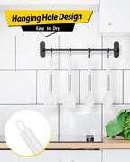 Pack of 4 Silicone Cooking Utensils Set, Non Stick Large Solid Spatulas, Heat Resistant Slotted Spoons, Ideal BPA Free Kitchen Turners for Frying, Mixing,Serving,Draining,Turning,Stirring (WHITE)