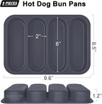 Silicone Hotdog Bun Pan, 6 Inch Standard Hot dog Bun Mold, 4 Cup Non-stick Homemade Hotdog Bun Baking Pans, Mini Baguette Pans, Dishwasher Safe, 2 Pcs (Grey)