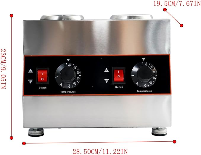 Commercial Electric Sauce Warmer Electric Cheese Sauce Warmer Hot Fudge Warmer Dispenser Cheese Dispenser Warmer with 2 Pump (2 Pump Head)