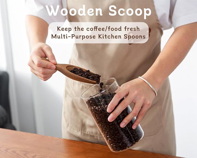 Acacia Coffee Scoop, 4pcs Large Wood Scoops for Coffee Beans, Big Wooden Scoops Shovel for Big Jars Canisters Ground Coffee, Sugar, Salt