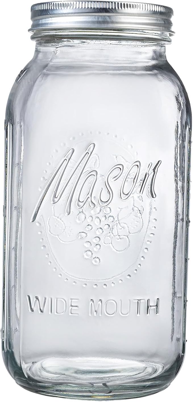 WELLIFE 1 Pack 64oz Wide Mouth Mason Jars,Half Gallon Mason Jar for Pickling, Canning, Fermenting and Food Storage, Microwave & Dishwasher Safe