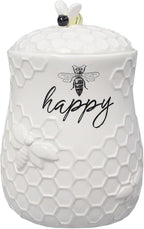 Young's Inc. Ceramic Honey Bee Cookie Jar with Lid and Handle – Honeycomb Design, 5.75" x 5.83" x 7.87", Decorative and Functional Kitchen Storage - Tea Canister