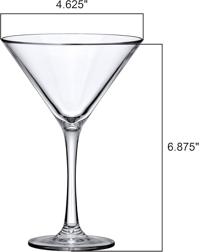 Amazing Abby - Vesper - 10-Ounce Plastic Martini Glasses (Set of 4), Plastic Cocktail Glasses, Reusable, BPA-Free, Shatter-Proof, Dishwasher-Safe, Perfect for Poolside, Outdoors, Camping, and More