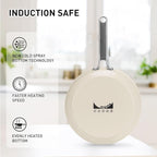MsMk Ceramic Nonstick 8-inch, 9.5-inch and 11-inch Frying Pan Set, No PFAS & PTFE & PFOA, Stainless Steel Handle, Dishwasher & Oven Safe,induction Base