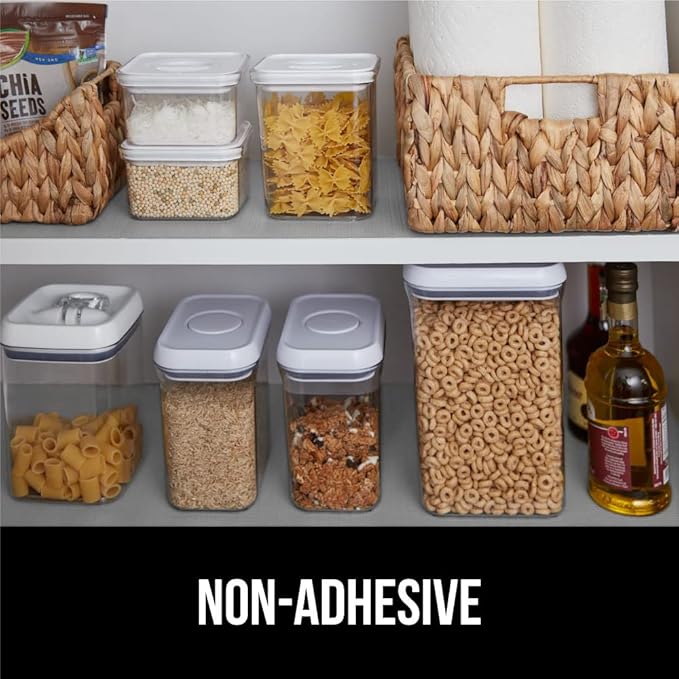 GORILLA GRIP Slip Resistant Drawer and Shelf Liner 2 Pack, Non Adhesive Water Resistant, Easy Clean and Trim, Smooth Surface Liners for Kitchen Cabinet Shelves Drawers Pantry 12 IN x 10 FT, Light Gray