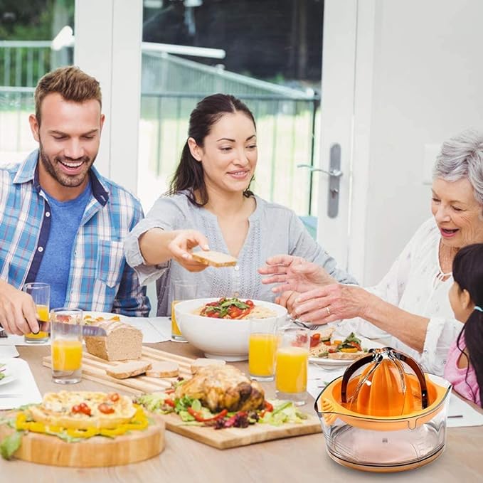 Citrus Lemon Orange Juicer, Manual Hand Squeezer with Built-in Measuring Cup and Strainer, 8OZ (Yellow)