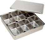 TIKUSAN Stainless Seasoning Container Yakumi Pan Spice Storage Box Tray with Lid Medium Size Made in Japan (6 Containers)