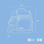 Coleman Pro 24-Can Premium Soft Cooler Lunchbox, Fully Insulated Lid & Body Stays Cold up to 35 Hours, Great for Camping, Tailgating, Parties, Sports, Concerts, Lunches & More