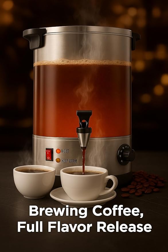 100 Cups Coffee Urn, Commercial Coffee Maker, Dual Wall Stainless Steel Coffee Urn Large Coffee Dispenser Insulated For Catering Business Wedding Party