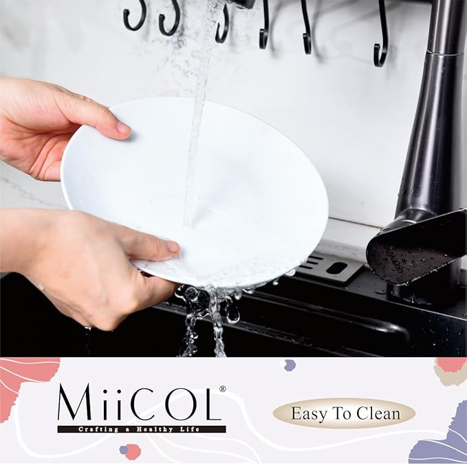 Miicol Ceramic Appetizer Plates Set of 6, White Dessert Plates 8 Inch, Small Dinner Plates, Modern Round Salad Plates, Porcelain Serving Dishes for Snack, Bread, Fruit, Microwave & Dishwasher Safe