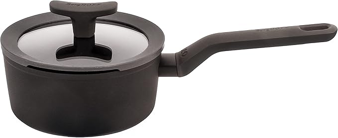 BergHOFF Leo 10Pc Non-stick Ceramic Cookware Set With Glass Lid, Cast Aluminum, Non-toxic, CeraGreen Nonstick Coating, Stay-cool Handle, Induction Pots and Pans, Black