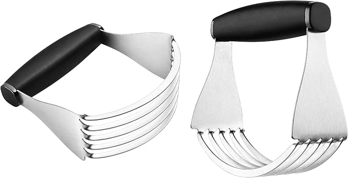 Spring Chef XL Dough Blender For Baking, Heavy Duty Pastry Blender, Stainless Steel Pastry Cutter Tool with Sharp Blades, Dough Mixer, Butter Cutter for Easy Mixing, Dishwasher Safe - 2 Pack - Black