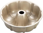 Onader Fluted Cake Pan Nonstick, 10 Inch Round Tube Baking Pan for Pound Cake, 10 Cups Large Heavy Duty Carbon Steel Baking Mold Bakeware, Gold